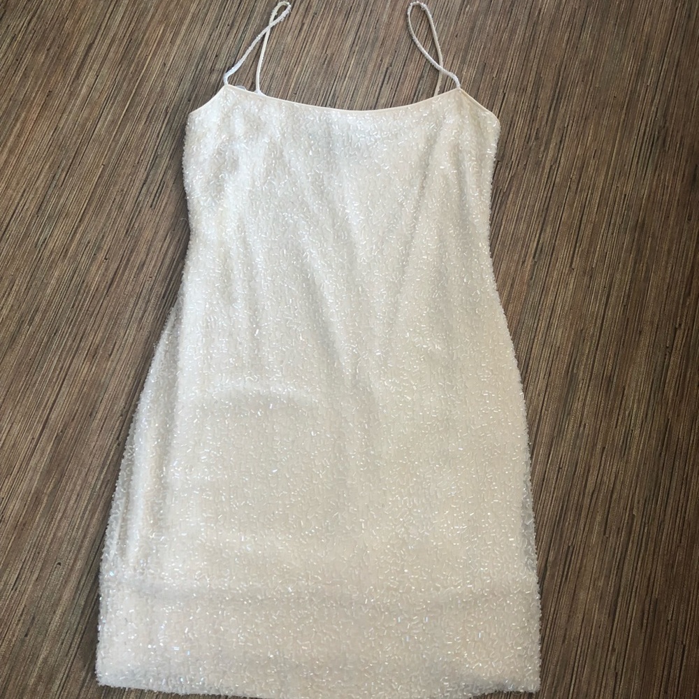 Sexy white beaded Ellen Tracy dress.